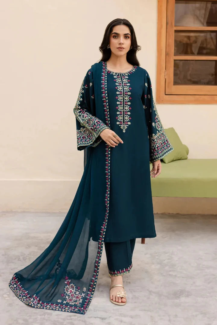 3PC Unstitched Dhanak Embroidered Suit Z-0027